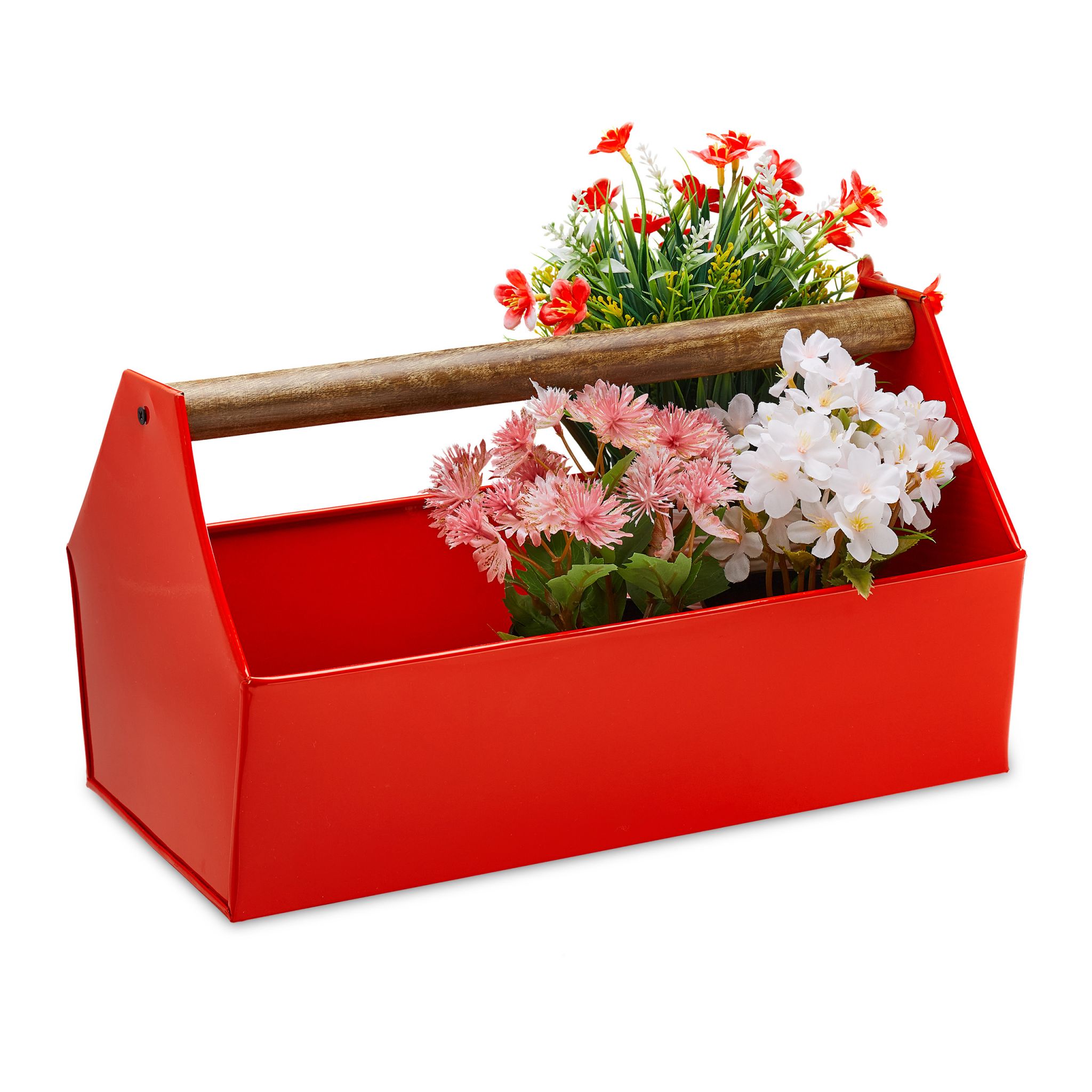 E-shop Kvetinový box s rukoväťou RD6998, červená
