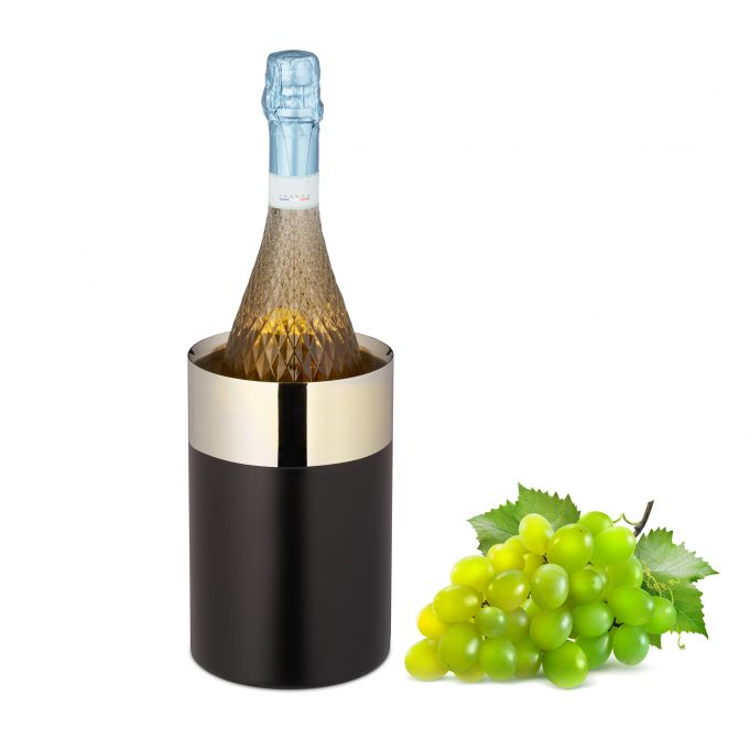 E-shop Čierna nerezová chladnička na víno, zlata RD42487