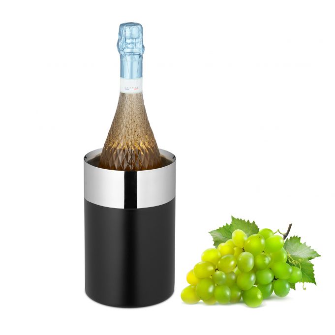 E-shop Čierna nerezová chladnička na víno, striebro RD42487