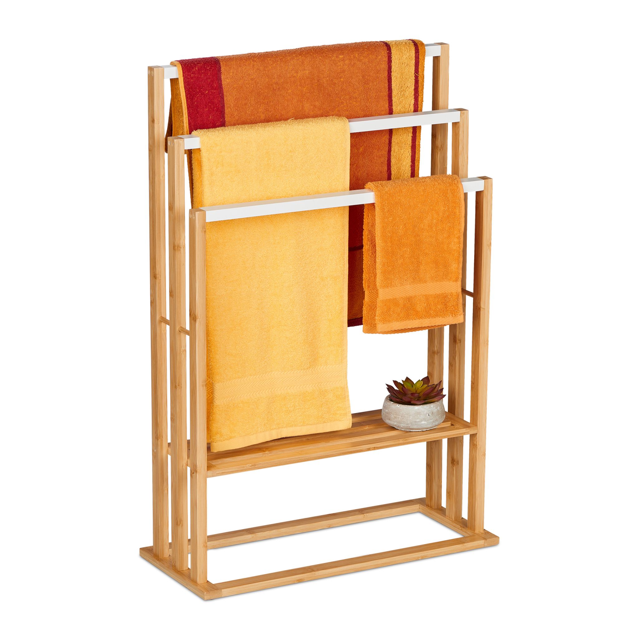 E-shop Bambusový stojan na uteráky s policou, RD46299