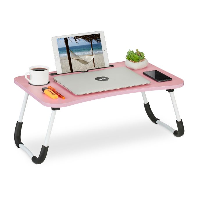 E-shop Stolík na notebook s držiakom na tablet a nápoje ružový, RD43304