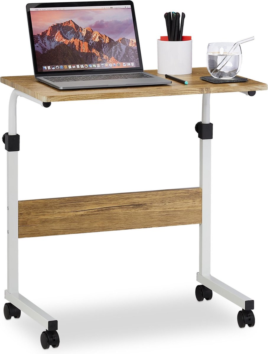 E-shop Nastaviteľný stolík pod notebook s kolieskami RD4309, svetlé drevo