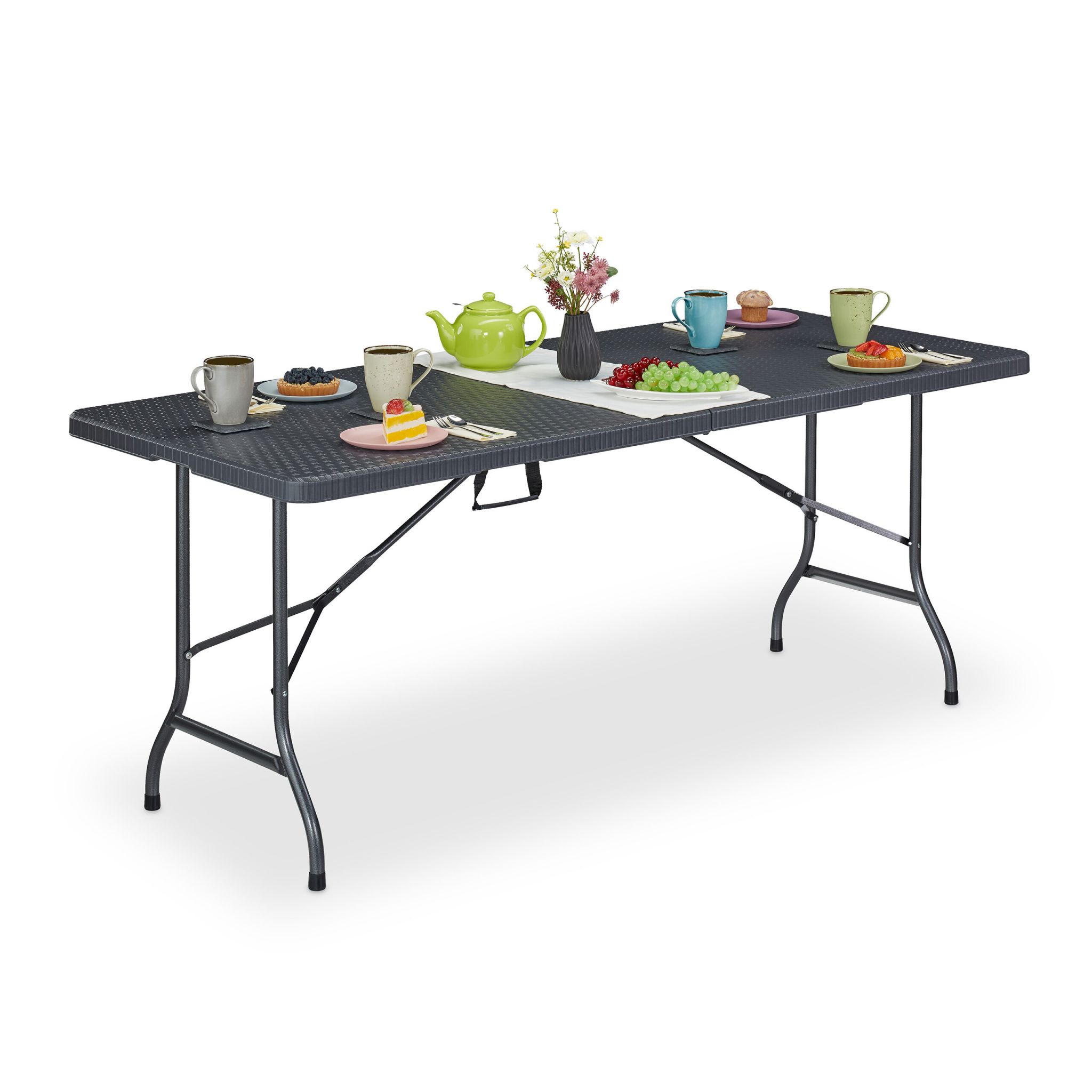 Záhradný stôl v ratanovom vzhľade, RD45721, sivá