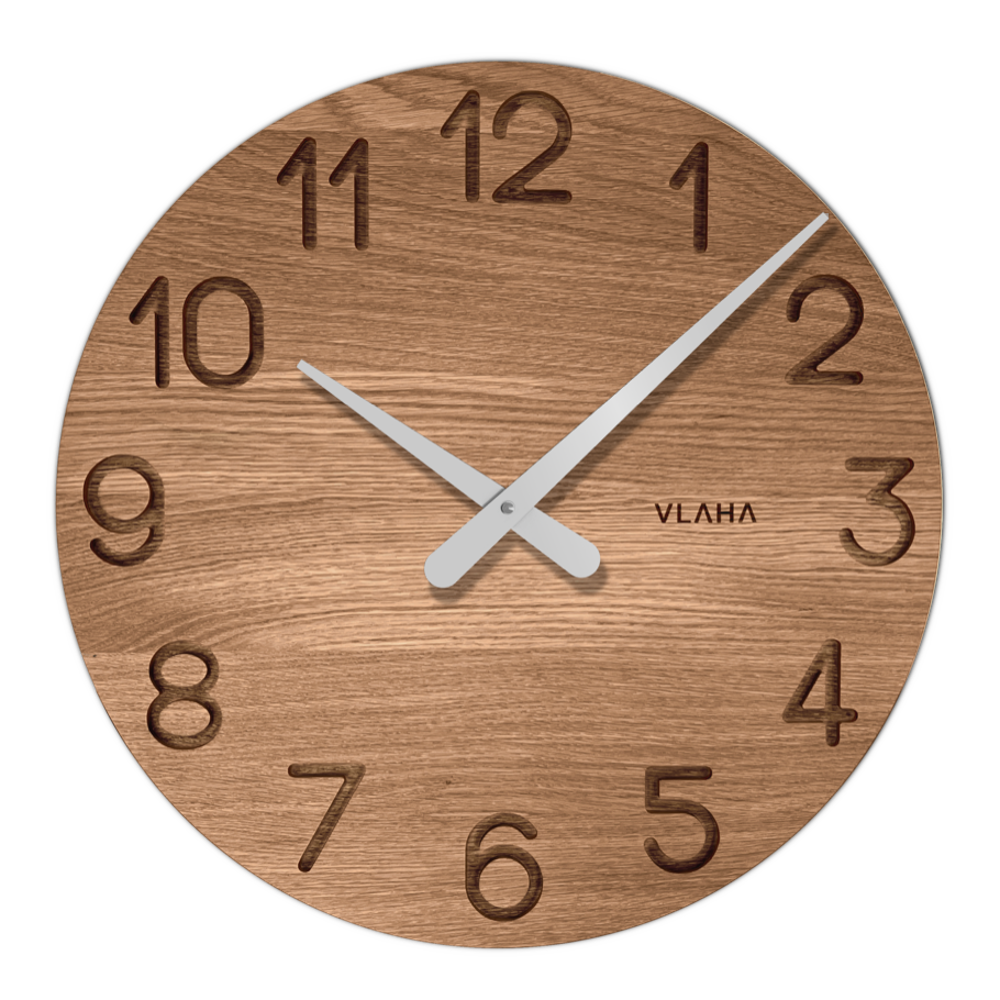 E-shop Dubové hodiny Vlaha strieborné ručičky, VCT1131, 45cm