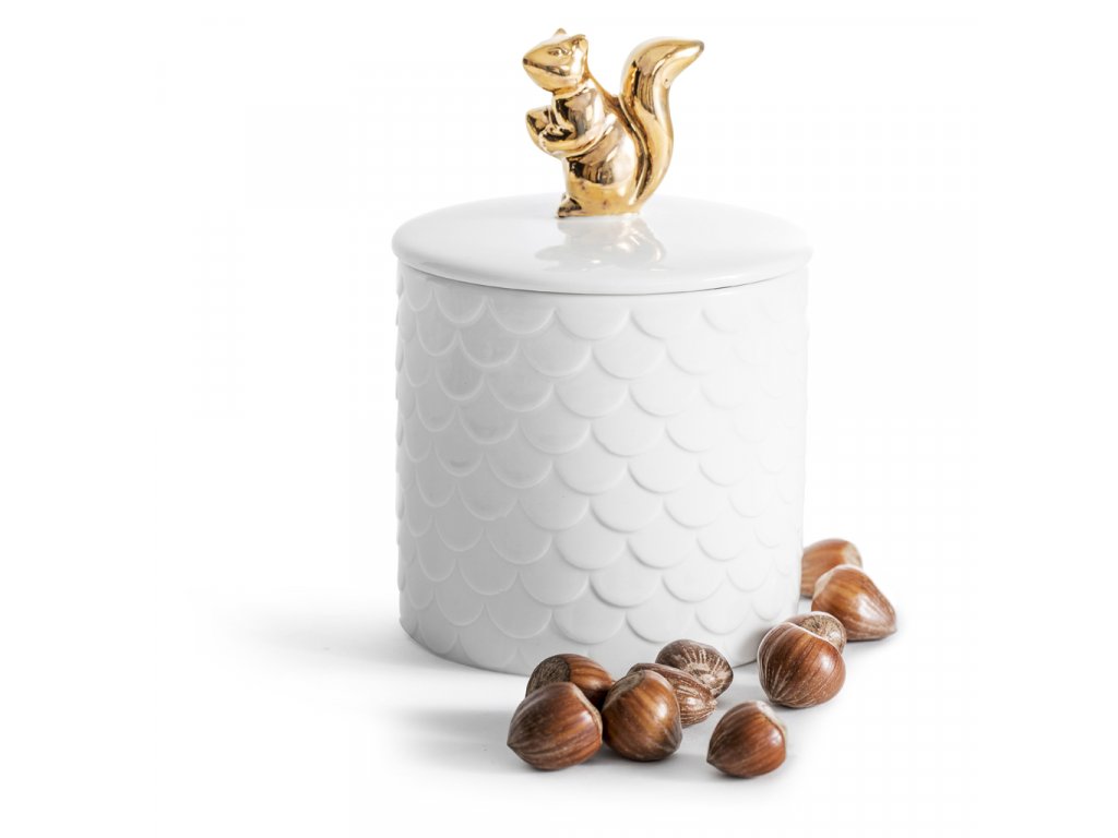 E-shop Porcelánová dóza Sagaform Winter Squirrel 5017703, biela 450ml