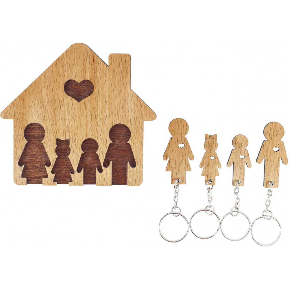 Domček so sadou kľúčeniek MIMI Rodina - rodičia, dcéra, syn