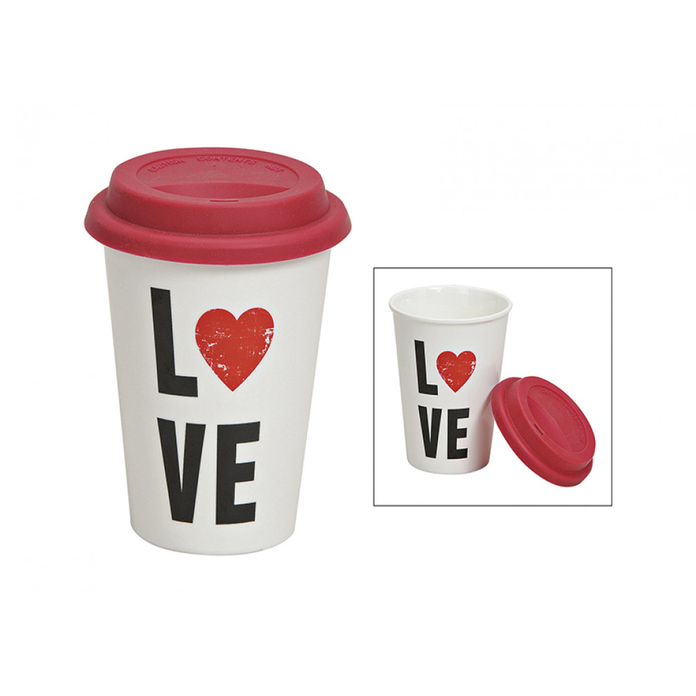 E-shop Porcelánový hrnček na kávu so sebou, LOVE