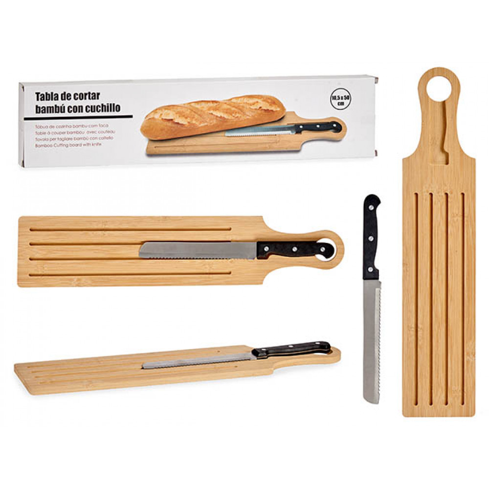 E-shop Doska na krájanie pečiva s nožom zent6705, bambus