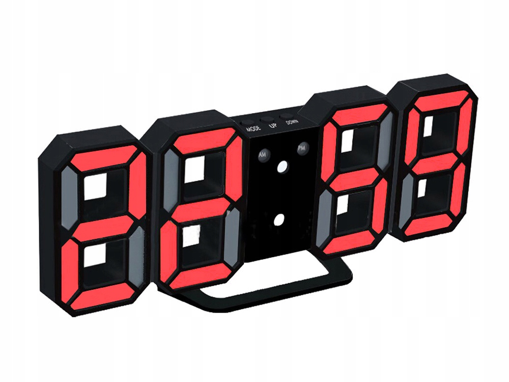 Červené LED hodiny s budíkom VG 458P, 23 cm