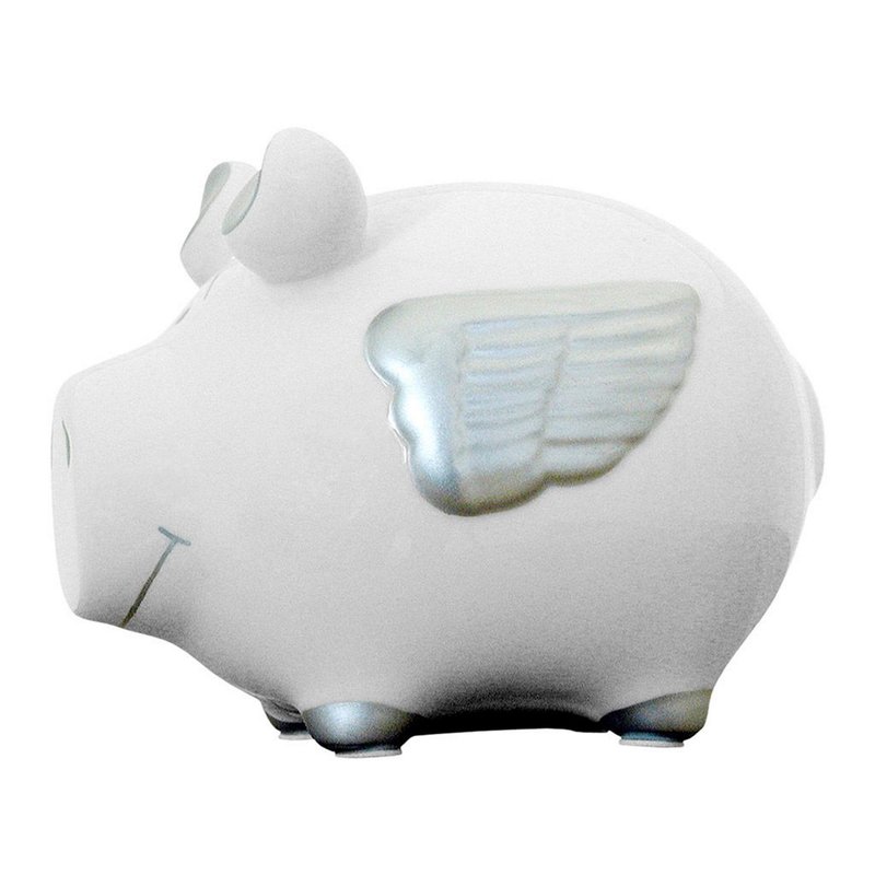 E-shop Pokladnička biele prasiatko s krídlami 6879, 13 cm